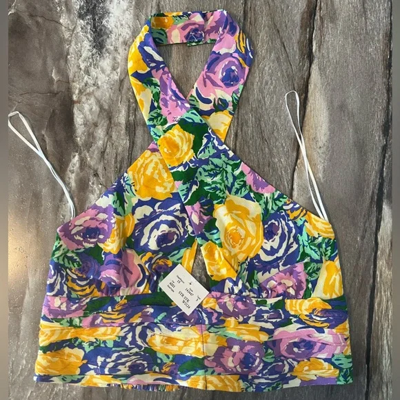 Zara Floral Halter Crop Top - Picture 5 of 15